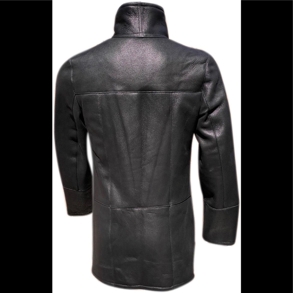 Sheepskin Shearling leather Winter long Coat - Picture 3 of 5